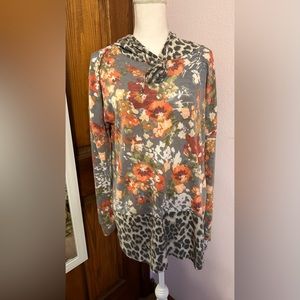 Leopard $ Floral Hoodie Top 2XL